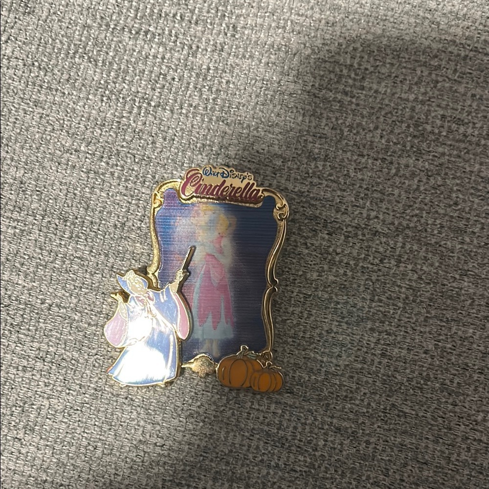 Disney Cinderella and Fairy Godmother Pin with Gold Frame